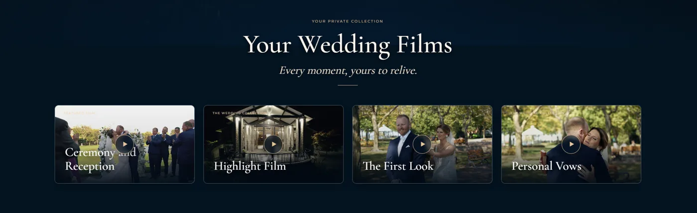 Actual OTOF Cinema wedding film collection featuring ceremony, highlight film, first look and vows